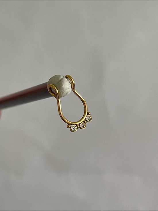 Jewelry - Gold Septum Clip On Hoop with Crystal Accents